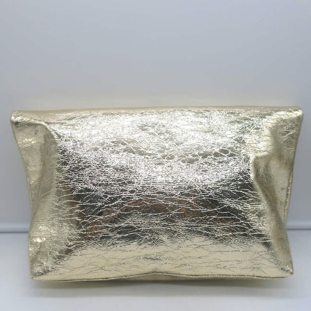 Zimmermann Fold Over Large Clutch Gold Metallic Leather NEW - Picture 5 of 11